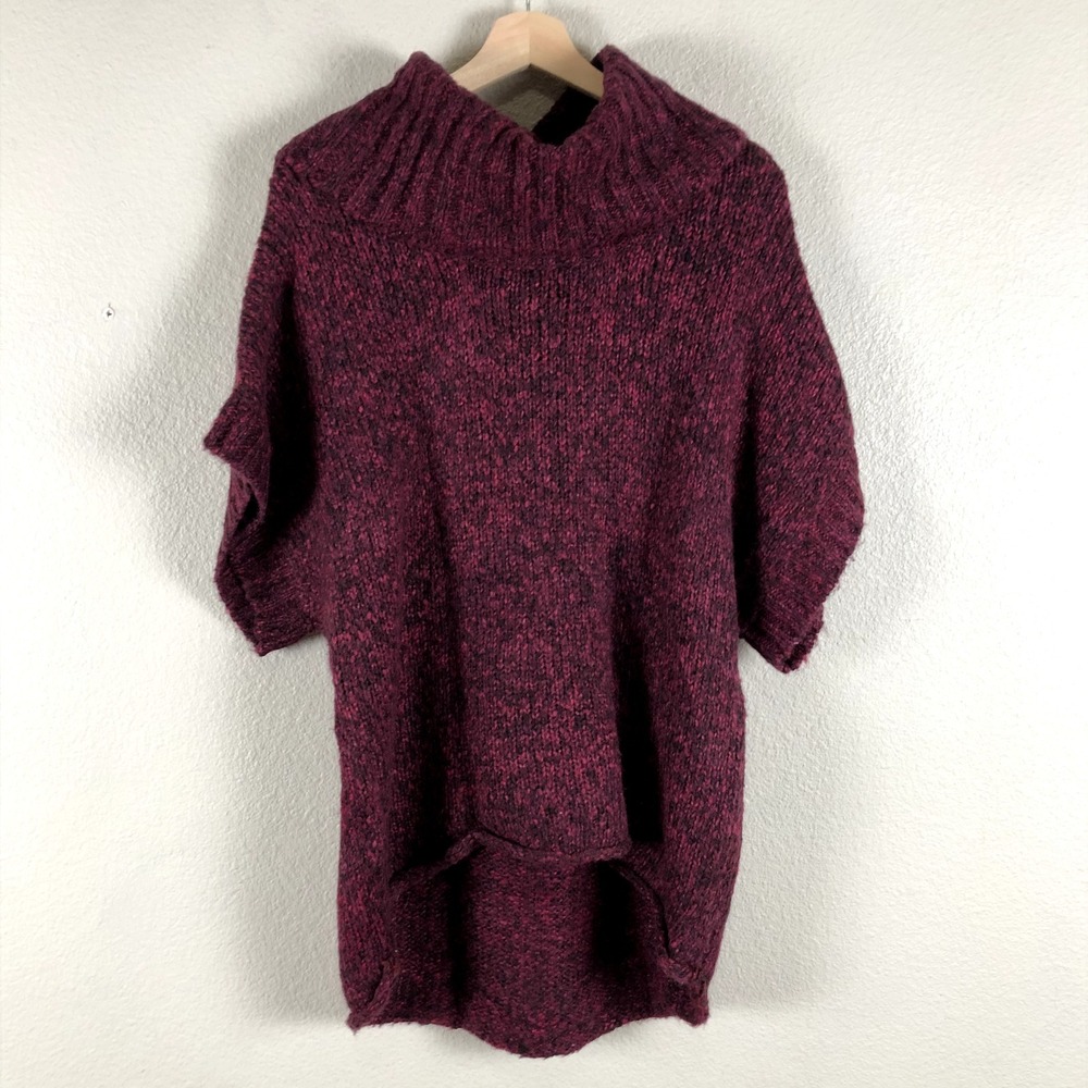 Mac & Jac Sweater Womens Large Red Black Marled Wool Blend‎ Chunky Fashion Trend